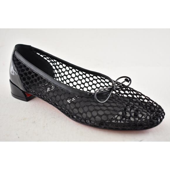 Christian Louboutin Sweetie Jane Mesh Flat Black Patent Ballet Ballerina 36.5 - Picture 4 of 16